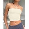 imageTrendy Queen Womens Tube Tops Strapless Crop Tops Basic Backless Sleeveless Bandeau Going Out Cute 2025 Summer OutfitsLight Apricot