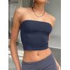 imageTrendy Queen Womens Tube Tops Strapless Crop Tops Basic Backless Sleeveless Bandeau Going Out Cute 2025 Summer OutfitsNavy