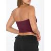 imageTrendy Queen Womens Tube Tops Strapless Crop Tops Basic Backless Sleeveless Bandeau Going Out Cute 2025 Summer OutfitsWine Red