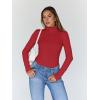 imageTrendy Queen Womens Turtleneck Long Sleeve Shirts Fall Fashion Basic Thermal Underwear Tops Winter Clothes 2025Red