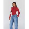 imageTrendy Queen Womens Turtleneck Long Sleeve Shirts Fall Fashion Basic Thermal Underwear Tops Winter Clothes 2025Red