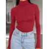 imageTrendy Queen Womens Turtleneck Long Sleeve Shirts Fall Fashion Basic Thermal Underwear Tops Winter Clothes 2025Red