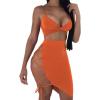 imageWomens Sexy Sleeveless Bodycon Club Mini Dress 2024 Summer Spaghetti Strap Cut Out Two Piece Skirt SetsOrange