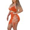 imageWomens Sexy Sleeveless Bodycon Club Mini Dress 2024 Summer Spaghetti Strap Cut Out Two Piece Skirt SetsOrange