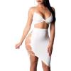 imageWomens Sexy Sleeveless Bodycon Club Mini Dress 2024 Summer Spaghetti Strap Cut Out Two Piece Skirt SetsWhite