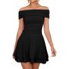 imageKaximil Womens Off The Shoulder Mini Dress Ruffle Hem Ruched Corset Short Cocktail Party Dresses Large Black