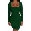 imageKaximil Womens Sexy Bodycon Ruched Mini Club Dress Long Sleeve Basic Casual DressesDark Green
