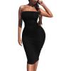 imageKaximil Womens Sexy Bodycon Strapless Midi Club Tube Dress Basic Casual DressesBlack