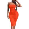 imageKaximil Womens Sexy Bodycon Strapless Midi Club Tube Dress Basic Casual DressesOrange