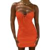 imageKaximil Womens Sexy Cut Out Ruched Bodycon Spaghetti Strap Mini Club Party DressesOrange