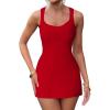 imageKaximil Womens Sexy Sleeveless Bodycon Mini Dress Square Neck Corset Short Party Club DressesRed