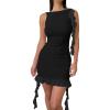imageKaximil Womens Sexy Sleeveless Mini Party Dress Ruffle Ruched Backless Club Short DressesBlack
