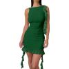 imageKaximil Womens Sexy Sleeveless Mini Party Dress Ruffle Ruched Backless Club Short DressesDark Green