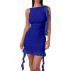 imageKaximil Womens Sexy Sleeveless Mini Party Dress Ruffle Ruched Backless Club Short DressesRoyal Blue