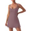 imageKaximil Womens Sexy Square Neck Mini Dress Built in Shorts and Bra Slit Club Party Short DressPurple