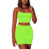 imageKaximil Womens Summer 2 Piece Outfits Cami Crop Top Bodycon Skirt Mini Club DressLight Green