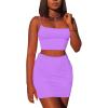 imageKaximil Womens Summer 2 Piece Outfits Cami Crop Top Bodycon Skirt Mini Club DressPurple
