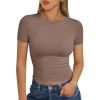 imageTrendy Queen Womens Basic T Shirts Summer Tops 2025 Short Sleeve Crop Tops Slim Fit Gym Workout Y2k ClothesCoffee Grey