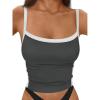 imageTrendy Queen Womens Double Lined Tank Tops Spaghetti Strap Square Neck Camisole Sleeveless Racerback Cropped Summer ClothesGray