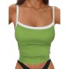 imageTrendy Queen Womens Double Lined Tank Tops Spaghetti Strap Square Neck Camisole Sleeveless Racerback Cropped Summer ClothesGreen