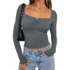 imageTrendy Queen Womens Going Out Tops Long Sleeve Top Trendy Cute Shirt Y2k Clothing Fall Fashion Clothes 2025Gray