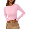 imageTrendy Queen Womens Long Sleeve Crop Tops Basic Ribbed Slim Fitted Shirts Casual Fall Fashion Y2k Teen Girl ClothesPink