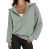 imageTrendy Queen Womens Oversized Sweatshirts Half Zip Pullover Long Sleeve Quarter Zip Hoodies Teen Girls Fall Y2K ClothesLightgreen