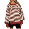 imageTrendy Queen Womens Oversized Sweatshirts Hoodies Crewneck Shirts Fall Outfits Teen Girls Y2k Winter ClothesStripedred