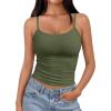 imageTrendy Queen Womens Spaghetti Strap Tank Tops Adjustable Cute Camisole Going Out Crop Tops Summer ClothesArmygreen