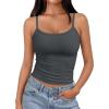 imageTrendy Queen Womens Spaghetti Strap Tank Tops Adjustable Cute Camisole Going Out Crop Tops Summer ClothesDarkgrey