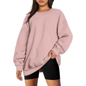 imageTrendy Queen Sweatshirts for Women Hoodies Oversized Crewneck Tops Sweaters Comfy Fall Winter Outfits Clothes 2025 FashionGreypink