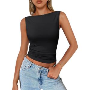 imageTrendy Queen Women Going Out Summer Tank Tops Spring Casual Basic Cute 2025 Sleeveless Shirt Vacation Fashion Outfit ClothesBlack