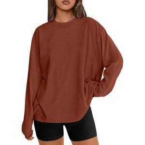 imageTrendy Queen Womens Oversized Long Sleeve T Shirts 2025 Basic Crewneck Tee Fall Tops Casual Workout Y2K ClothesMaple
