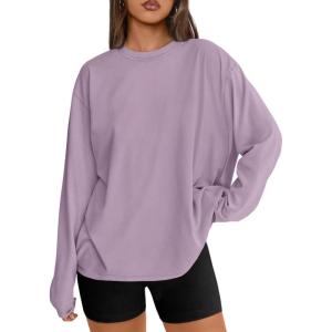 imageTrendy Queen Womens Oversized Long Sleeve T Shirts 2025 Basic Crewneck Tee Fall Tops Casual Workout Y2K ClothesPurple