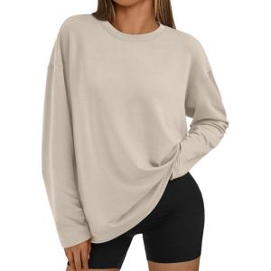 imageTrendy Queen Womens Oversized Sweatshirt Pullover Long Sleeve Shirts Casual Fall Fashion 2025 Winter ClothesBeige