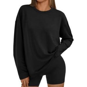 imageTrendy Queen Womens Oversized Sweatshirt Pullover Long Sleeve Shirts Casual Fall Fashion 2025 Winter ClothesBlack