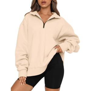 imageTrendy Queen Womens Oversized Sweatshirts Fall Fashion Hoodies Half Zip Pullover Long Sleeve Shirts Clothes OutfitsApricot
