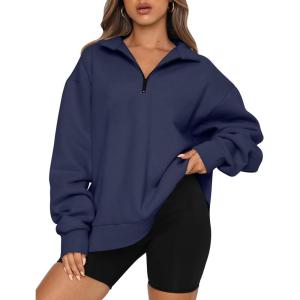 imageTrendy Queen Womens Oversized Sweatshirts Fall Fashion Hoodies Half Zip Pullover Long Sleeve Shirts Clothes OutfitsDarkblue