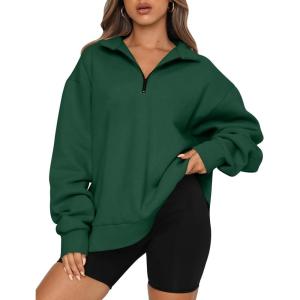imageTrendy Queen Womens Oversized Sweatshirts Fall Fashion Hoodies Half Zip Pullover Long Sleeve Shirts Clothes OutfitsDarkgreen