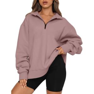imageTrendy Queen Womens Oversized Sweatshirts Fall Fashion Hoodies Half Zip Pullover Long Sleeve Shirts Clothes OutfitsDarkpink