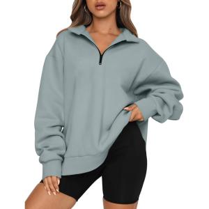 imageTrendy Queen Womens Oversized Sweatshirts Fall Fashion Hoodies Half Zip Pullover Long Sleeve Shirts Clothes OutfitsLightgreen