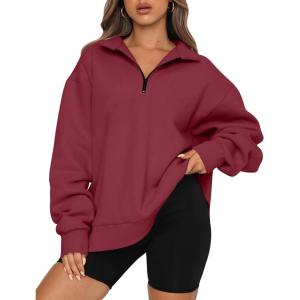 imageTrendy Queen Womens Oversized Sweatshirts Fall Fashion Hoodies Half Zip Pullover Long Sleeve Shirts Clothes OutfitsWinered