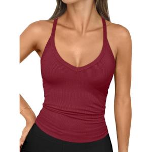 imageTrendy Queen Womens Workout Tank Tops Racerback Summer 2025 Camisole Top V Neck Ribbed Sleeveless Beach Fashion ClothesWinered