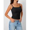 imageTrendy Queen Camisole Tops for Women 2025 Summer Crop Tank Top Square Neck Adjustable Spaghetti Strap Sleeveless ShirtsBlack