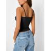 imageTrendy Queen Camisole Tops for Women 2025 Summer Crop Tank Top Square Neck Adjustable Spaghetti Strap Sleeveless ShirtsBlack