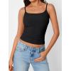 imageTrendy Queen Camisole Tops for Women 2025 Summer Crop Tank Top Square Neck Adjustable Spaghetti Strap Sleeveless ShirtsBlack