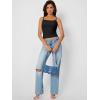 imageTrendy Queen Camisole Tops for Women 2025 Summer Crop Tank Top Square Neck Adjustable Spaghetti Strap Sleeveless ShirtsBlack