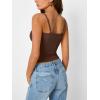 imageTrendy Queen Camisole Tops for Women 2025 Summer Crop Tank Top Square Neck Adjustable Spaghetti Strap Sleeveless ShirtsBrown