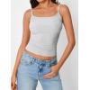 imageTrendy Queen Camisole Tops for Women 2025 Summer Crop Tank Top Square Neck Adjustable Spaghetti Strap Sleeveless ShirtsLight Grey
