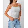 imageTrendy Queen Camisole Tops for Women 2025 Summer Crop Tank Top Square Neck Adjustable Spaghetti Strap Sleeveless ShirtsLight Grey